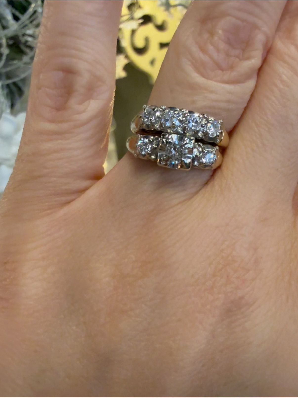 14K Gold Natural Diamonds Engagement Wedding Ring Set