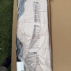 Upholstered Bed Beige Metal Frame Full Platform Bed with Type-C and USB Charging Stations, Adjustable Headboard