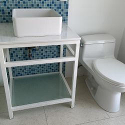 Modern White Console Bathroom Vanity 