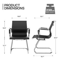 ✌️ 2Pcs Office Reception Chairs, Faux Leather Waiting Room Chairs, Guest Chairs No Wheels Conference Chairs with Sled Base for Reception/Meeting/Waiti