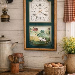 Ingraham Rectangular Farm Scene Wall Clock