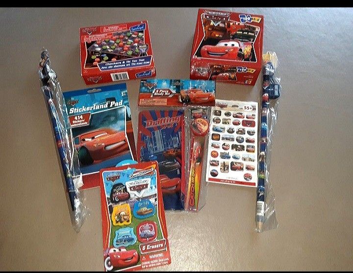 NEW Disney Pixar CARS Game, Puzzle; Stickers; Jumbo Pencils; Erasers; Pencil Case w/Accessories 