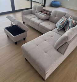 Sectional sofa with storage and ottoman NEW Payment plan available