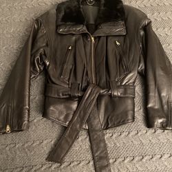 Black Biker Style Genuine Leather Jacket