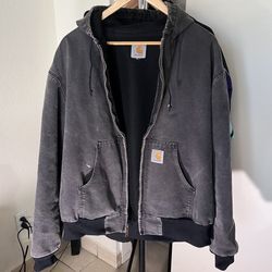 90s Carhartt J03 Thermal Lined Canvas Jacket VTG Size XL Faded & Distressed