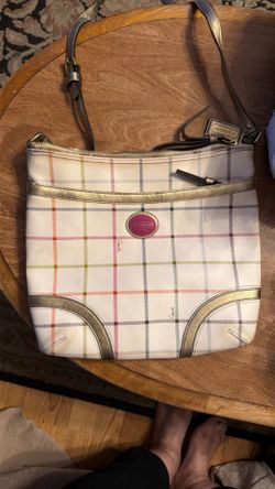 Coach Ivory Peyton Tattersall Crossbody  MSRP $298