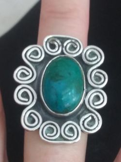 VTG.STERLING SILVER 925 ~ Turquoise stone SOUTHWESTERN RING~8.50