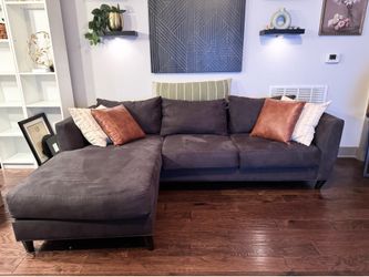 Gray suede sectional