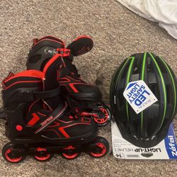 Roller Blades and Helmet 