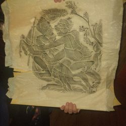 1960s Thai Charcoal Rubbings On Rice Paper