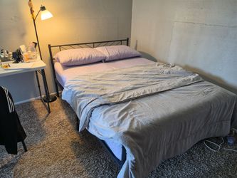 Full Size Iron Bed Frame + Comfortable Mattress | Moving Sale
