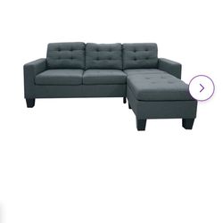 Grey Sectional Sofa With Reversible Chaise Lounge And Ottoman