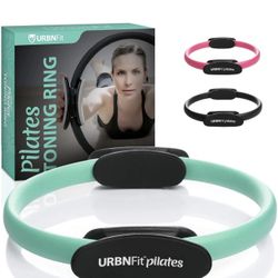 URBNFit Pilates Ring - 12" Magic Circle w/Dual Grip, Foam Pads for Inner Thigh Workout, Toning, Fitness & Pelvic Floor Exercise - Yoga Rings w/Bonus E