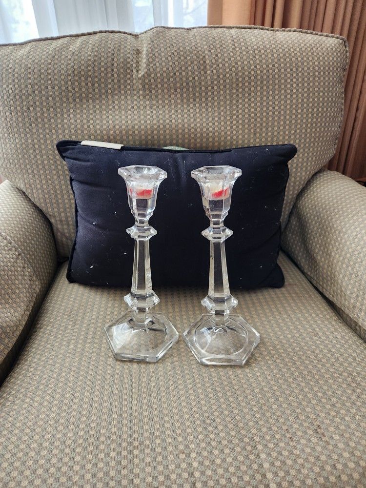 To Crystal Candlestick Holders