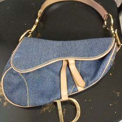Denim Calfskin Saddle Bag Blue