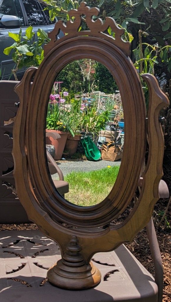 Antique Walnut Tabletop Mirror 30"