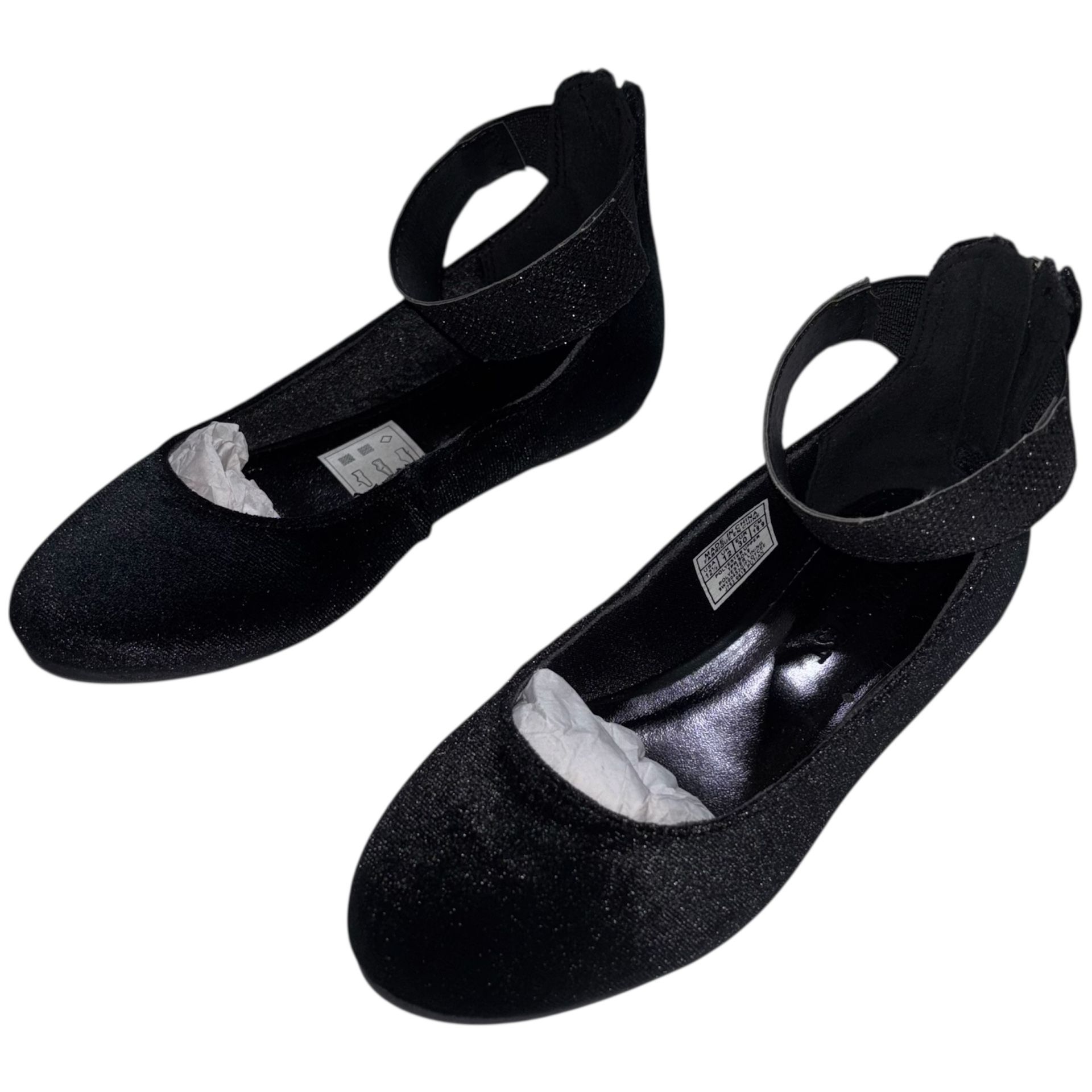 Nine West Girls Size 12.5 Floycee Black Flats Ankle Strap