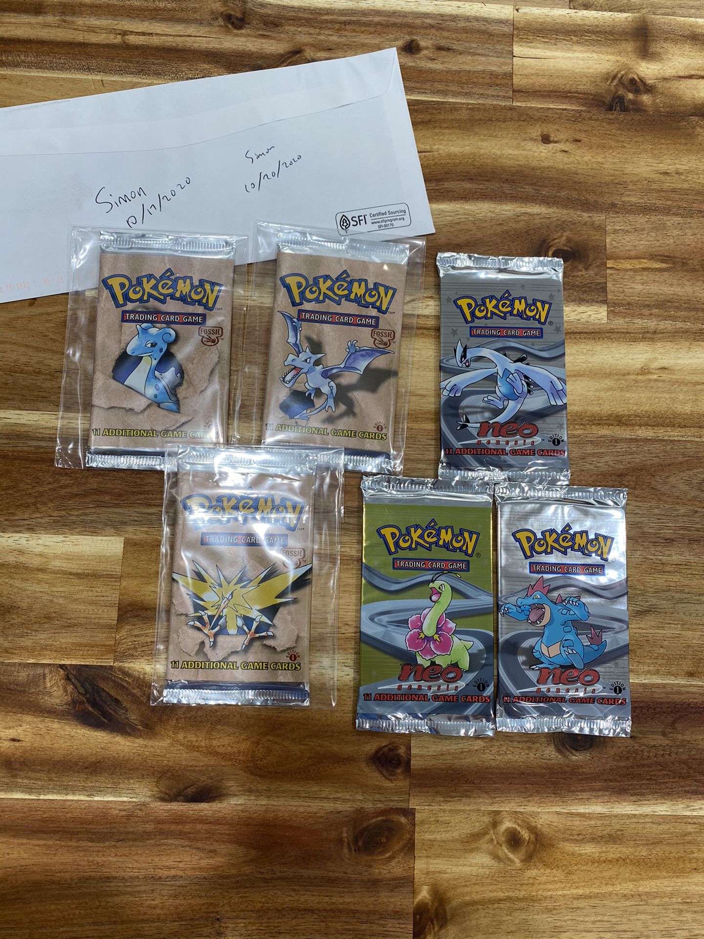 Neo Genesis and Fossil 1st Edition Sealed booster packs
