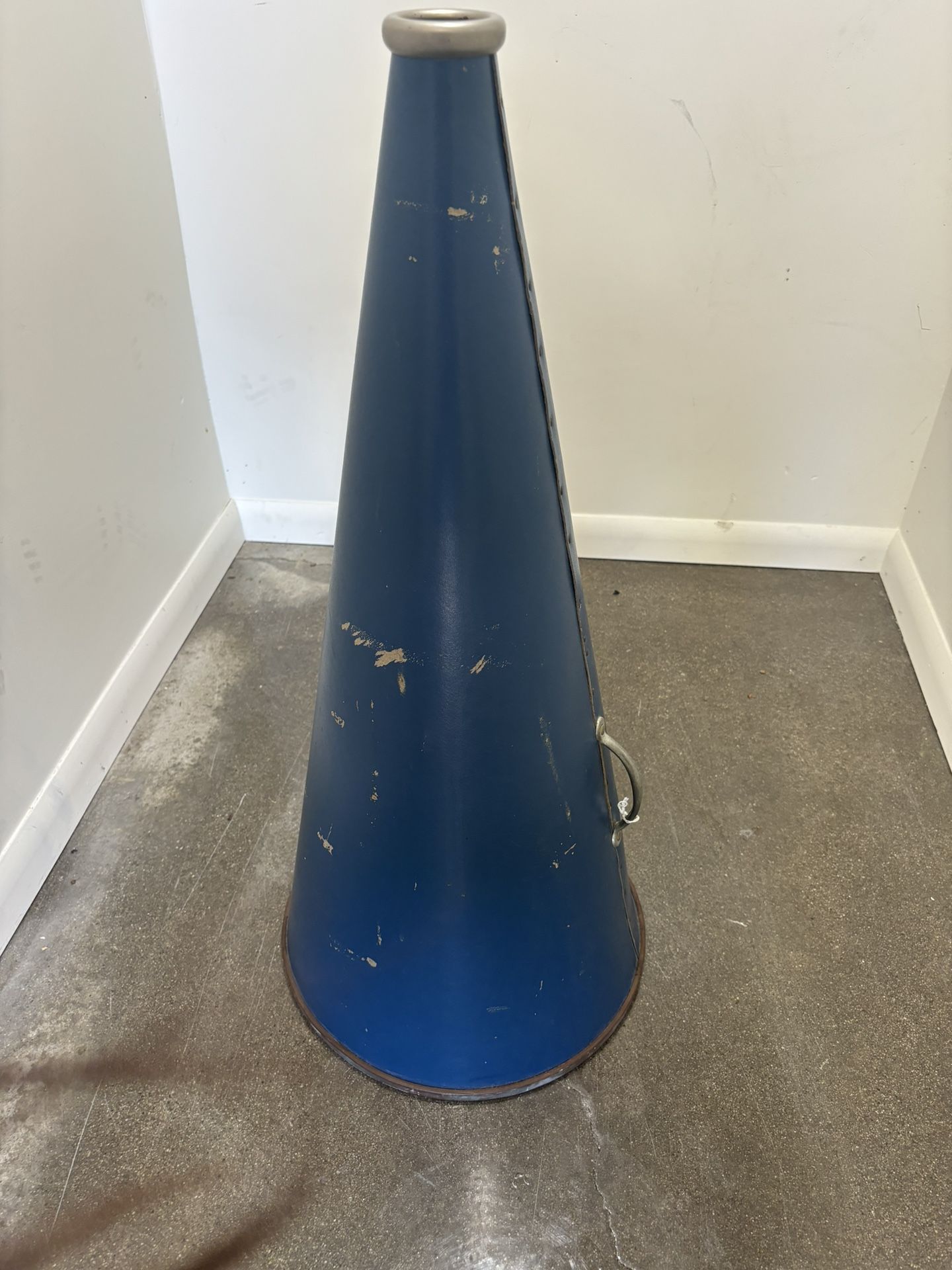 Vintage Blue Cheerleader Pep Squad Riveted Megaphone