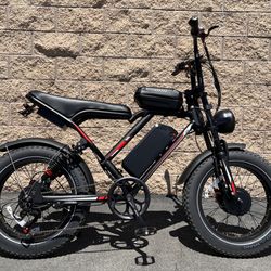 2000 Watt Dual/Twin Motor Scrambler Electric Ebike, 25ah Battery, 30mph, 30-60 Mile Range 