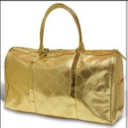 👜 BCBGMAXAZRIA Gold Metallic Large Tote Bag – Overnight/Weekender