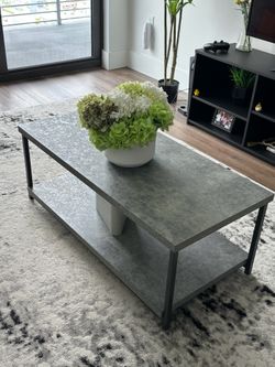 Household Essentials Slate Concrete Top Coffee Table with Iron Base