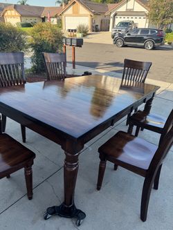 Heavy Wood Dining Table With 6 Chairs