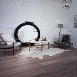 2 Roche Bobois Leather Sling Back Accent Chairs