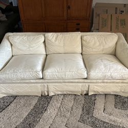 down feather white cream couch vintage