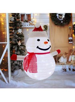 New Christmas Snowman Decorations，23” Light Up Christmas Snowman with LED Cool White Lights for Indoor Outdoor Xmas Garden Yard Home Party Decor