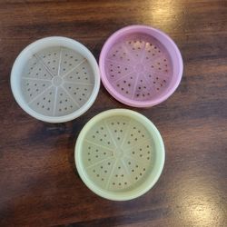 3 Vintage Tupperware Coasters Pastel Colors