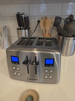 Touch to Toast 4-Slice Stainless Steel Wide Slot Toaster with Crumb Tray