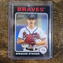 2024 Topps Heritage Atlanta Braves Spencer Strider Black Chrome Border #05/75 🔥