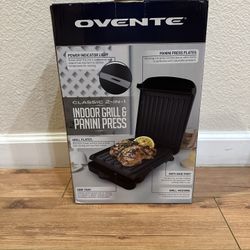 Ovente Classic 2-in 1 Indoor Grill & Panini Press Black