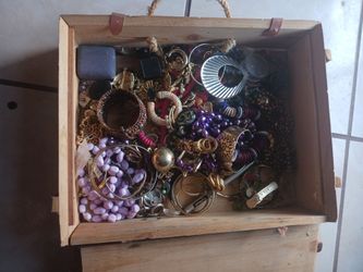 Large box of assorted costume jewelry