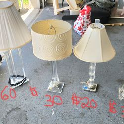 Lucite Lamps 4 Different Lamps