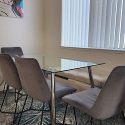 4 Gray Velvet Dining Chairs