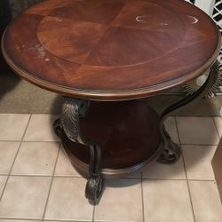 1/2 Round Wood & Metal End Table