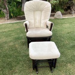 Dutailier Espresso Sleigh Glider & Ottoman Set -$200
