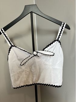 Japna White Crop Top  With Black Trims size M