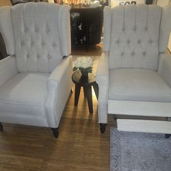 2 Beige linen Recliners