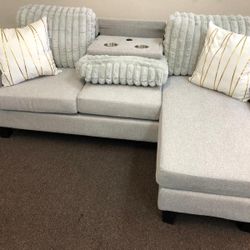 Mini   Sectional With Cup Holder 