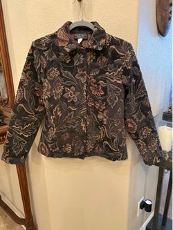 Vintage Carol Anderson Floral Pattern Tapestry Button Jacket Size Small