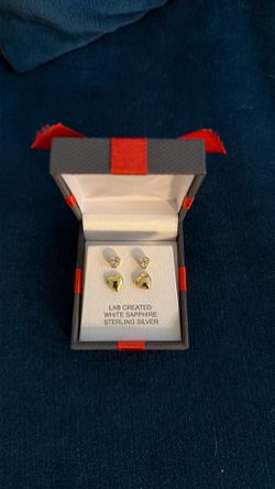2pc GOS lab created white sapphire earring set