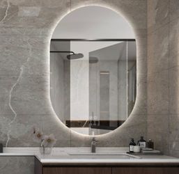 Oval LED Backlit Bathroom Mirror with Smart Touch Controls