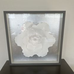 Framed White Paper Flower Wall Art