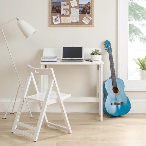Kids Foldable Wooden Desk & Chair Your Zone White New