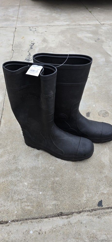 GEORGE Mens Steel Toe Slip Resistant Waterproof Rain Rubber Black Safety Boots 10