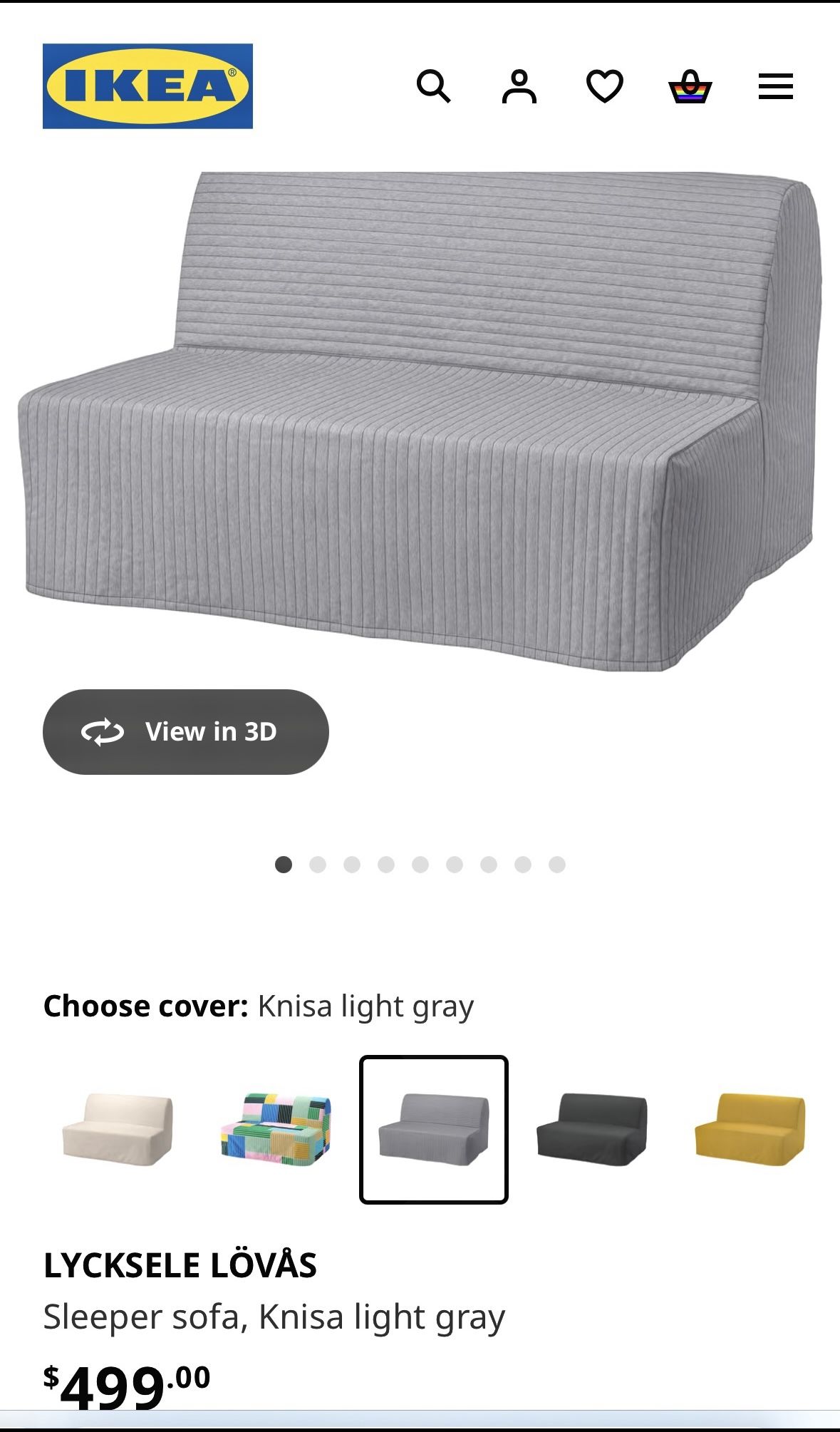 (Free delivery 🚚) Ikea Lycksele Lövas Gray Sleeper Loveseat 🛋️