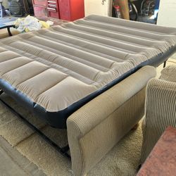 Sofa Air Bed W/ 2 swivel rocking chairs and coffee table